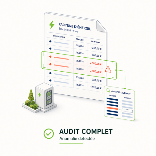 Audit d'une facture avec une anomalie détectée.