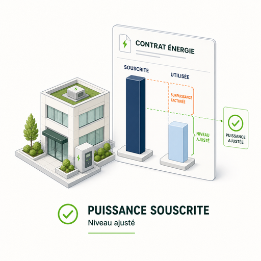 Comparaison entre puissance souscrite et puissance réellement utilisée.