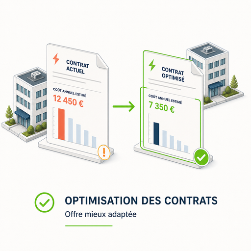 Comparaison d'un contrat actuel avec un contrat optimisé.